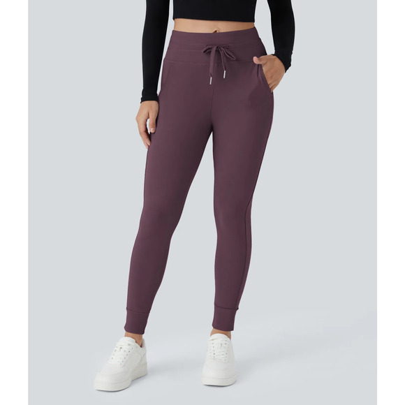Halara Softlyzero HighWaisted Drawstring Full Length Joggers Dusky Purple L P - Picture 6 of 6
